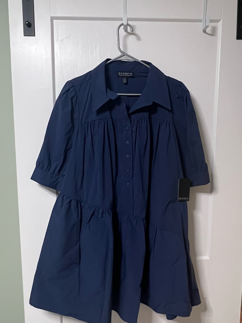 Eloquii Navy Tiered Button-Front Women's Dress/Top BNWT Size 14